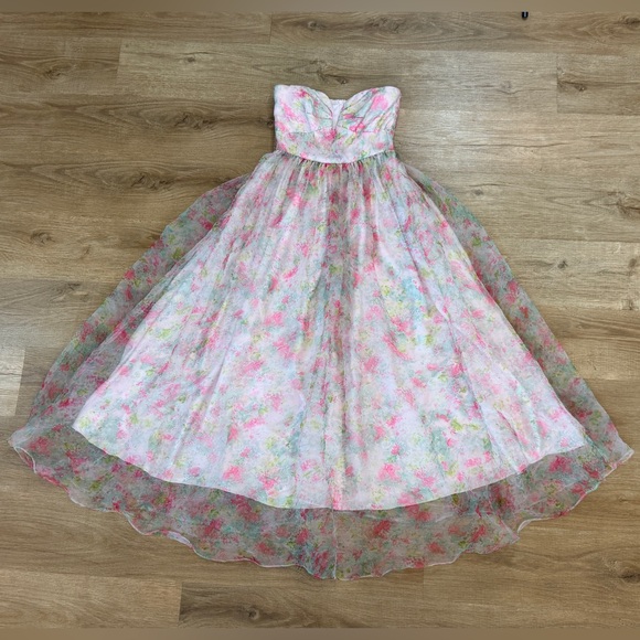 monique lhuillier floral organza dress Florette Dress Blush Monique Lhuillier